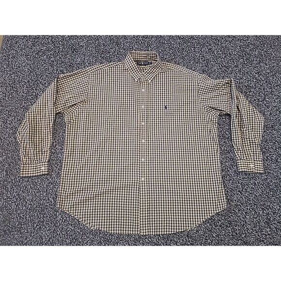 Ralph Lauren Shirt Mens XXL 2XL Yellow Blue Plaid Blake Two-Ply Cotton - Picture 2 of 7